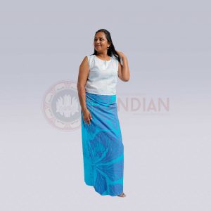 Ladies Lungi And Top – Blue Flowers