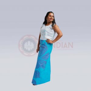Ladies Lungi And Top – Blue Flowers
